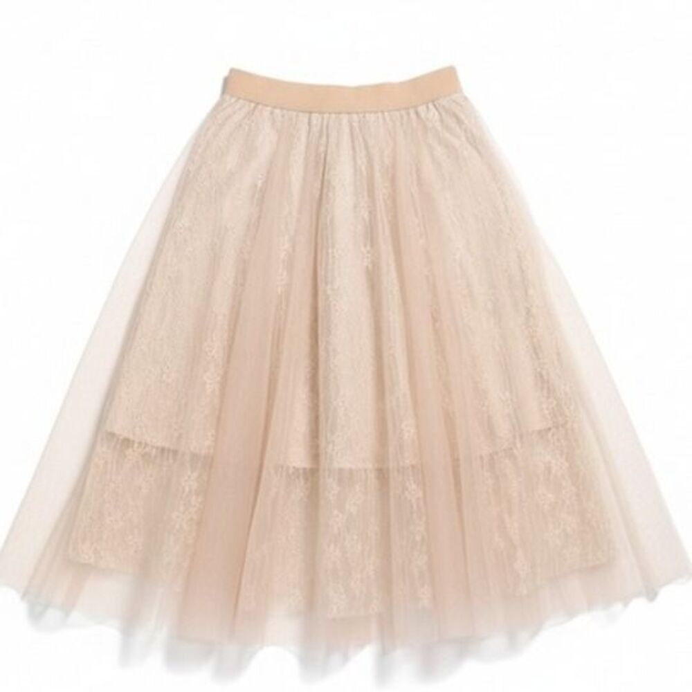 ONE SIZE BEIGE MESH SKIRT-NWT